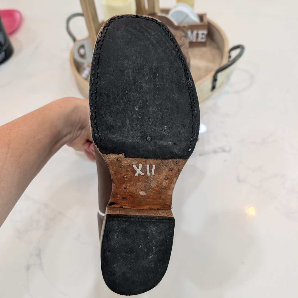 McAllen Brown Square Toe Cowboy Boots Size 7 - Picture 5 of 7